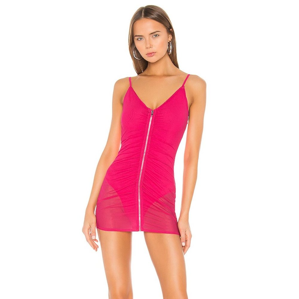 REVOLVE Superdown Chandra Mesh Pink Mini Dress